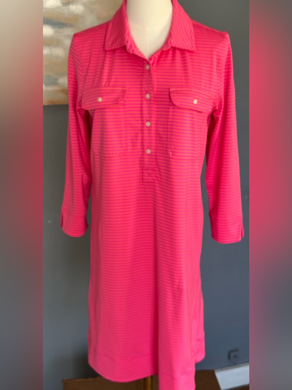 NWOT Vineyard Vines Sankaty Shirt Dress pink stripe Size S